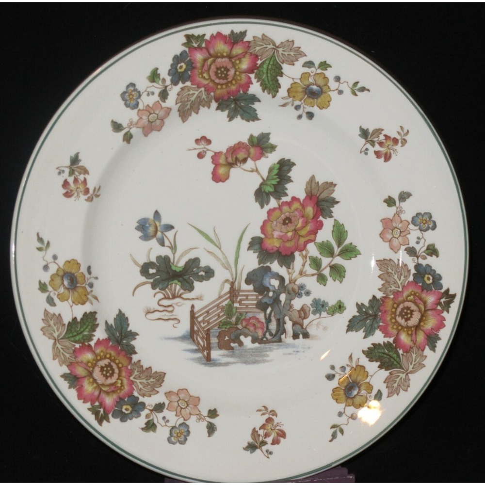 Wedgwood Eastern Flowers Dinner Plate (s) Green trim
